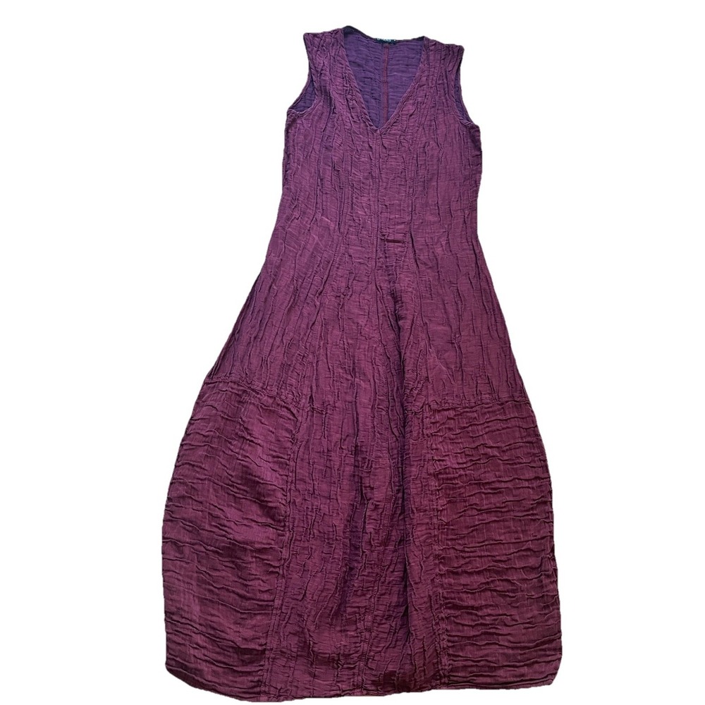 Grizas Balloon Dress Midi Lagenlook Crinkle Linen Silk Bubble Artsy, Small